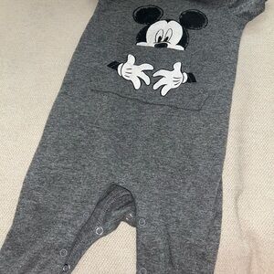 Disney Gray Mickey Mouse Peekaboo Pocket One-Piece Bodysuit